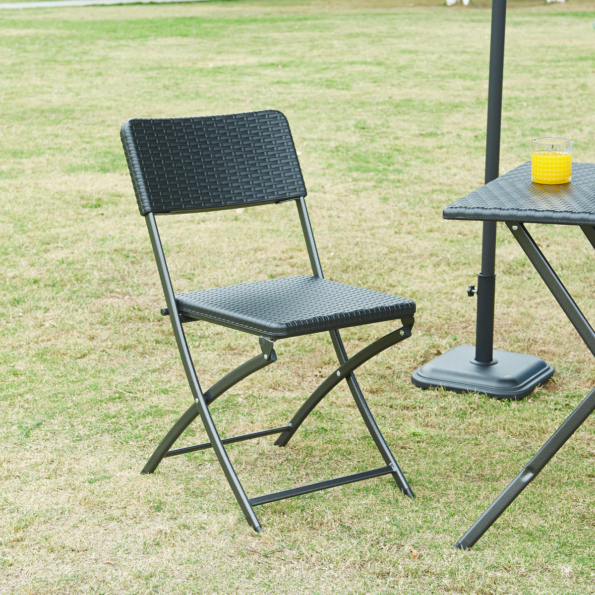 KLAPPSTUHL-SET 2 TLG. Mark - Schwarz, Kunststoff/Metall (45/81/58cm) - [en.casa]