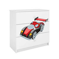 KOMODA Babydreams Závodní auto 81/81/41 - bílá, kompozitní dřevo (81/80/41cm) - Petits-meubles