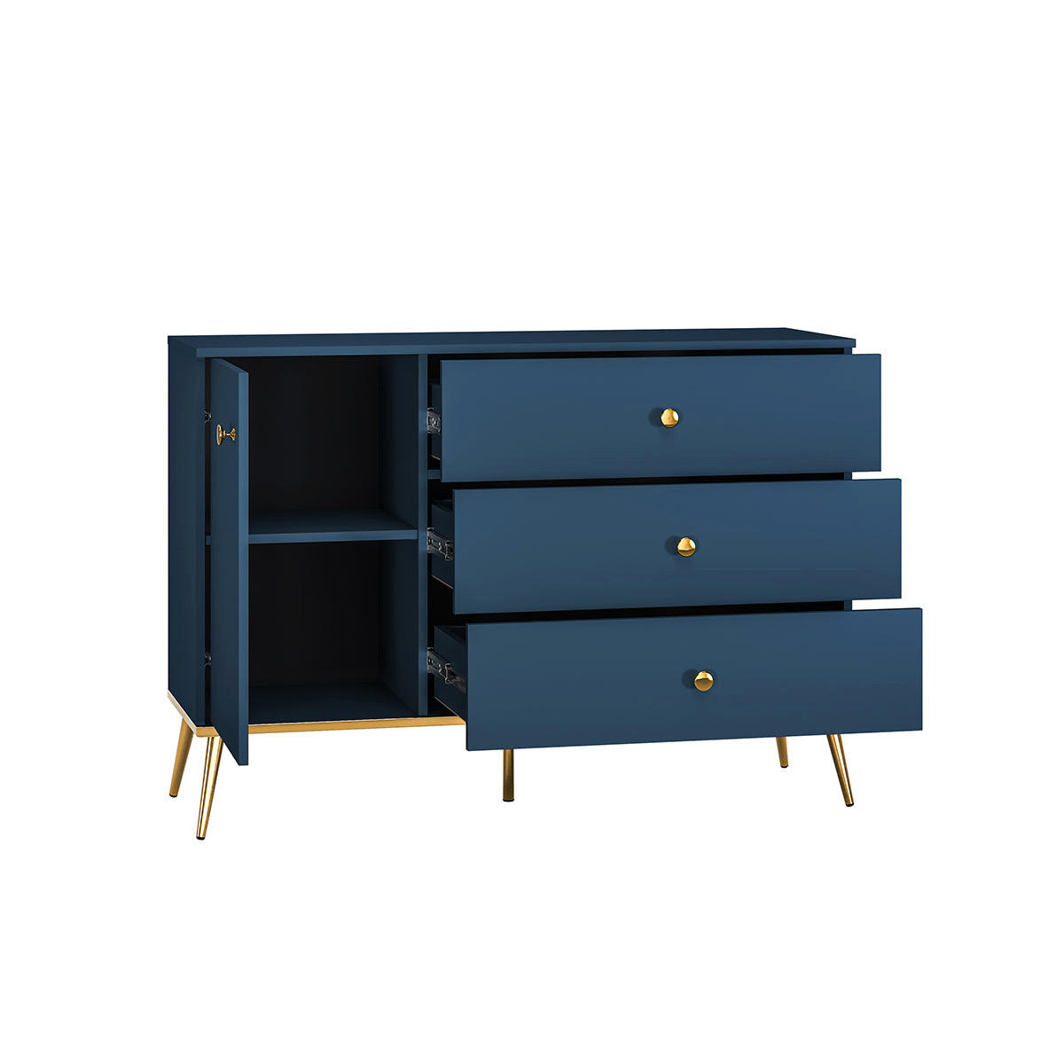 KOMODA Thalia Plavo - plava, drvni materijal (120/85/40cm) - Petits-meubles