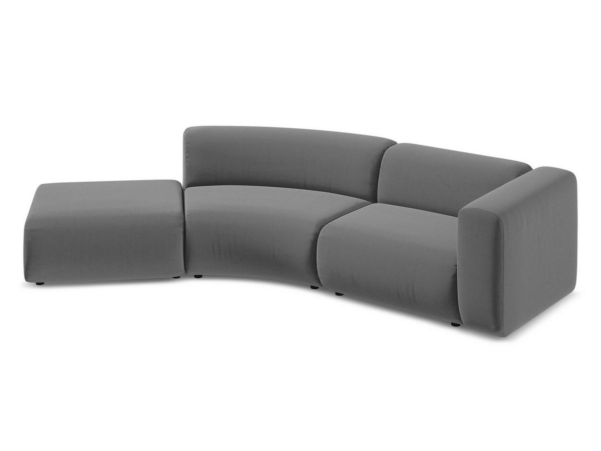 4-SITZER-SOFA Samt Stoff Grau - Schwarz/Grau, Kunststoff/Textil (335/70/166cm) - Makamii