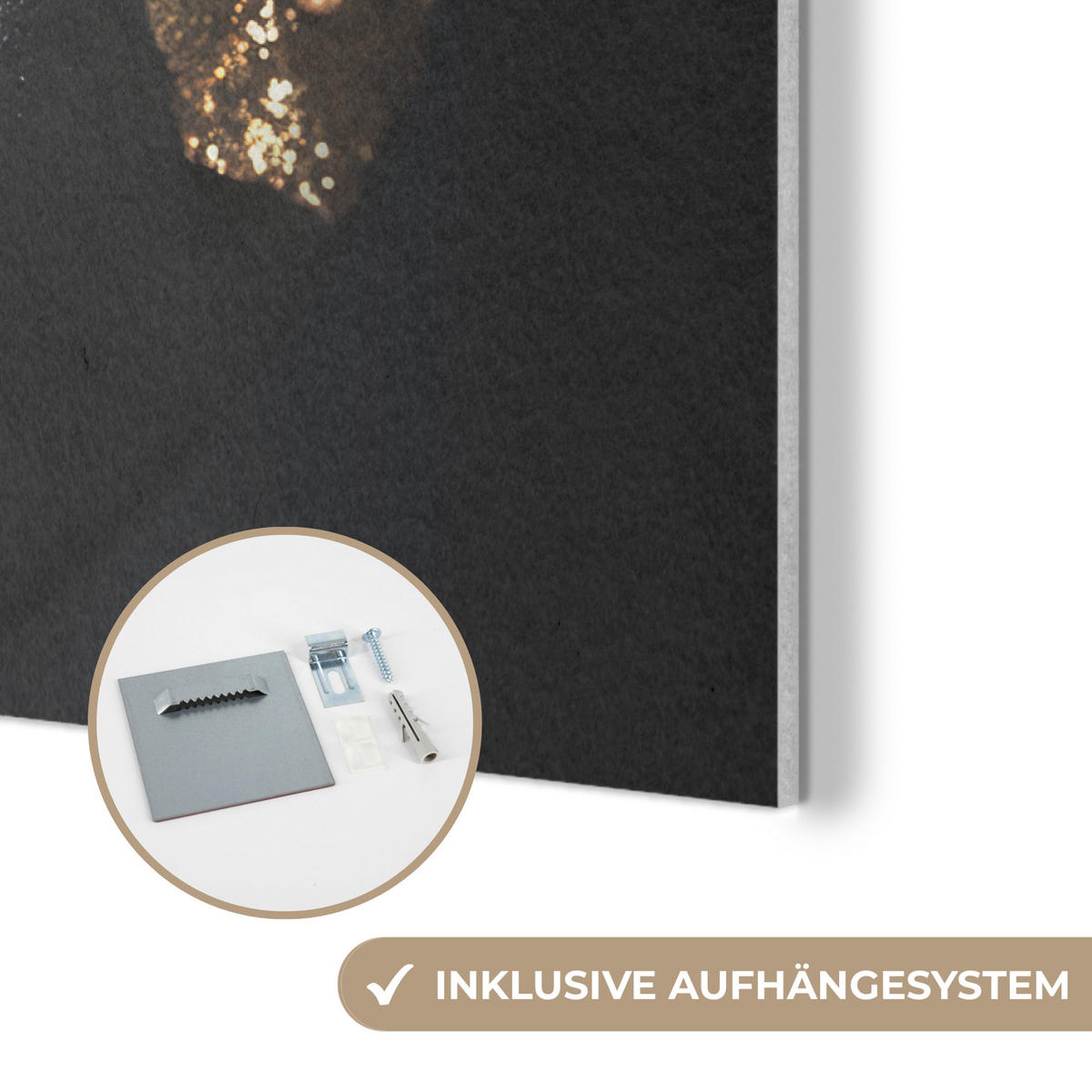 AKUSTIKBILD Frau - Gold - Porträt - Schwarz-Weiß - Luxus Akustikpaneele 90x60 cm - Hellblau, Kunststoff (90/60/0.9cm) - MuchoWow