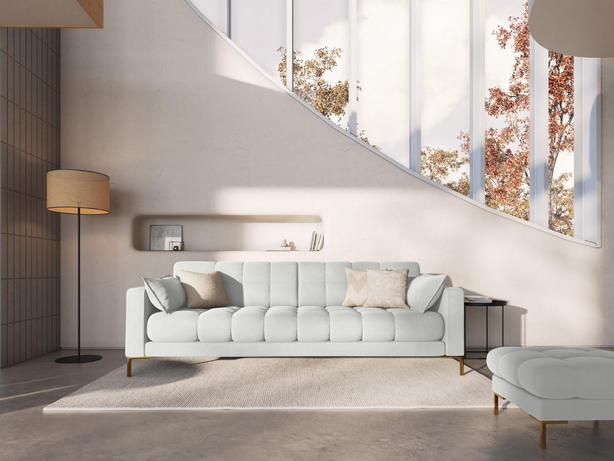 SOFA Mamaia aus Samt silber 4 Sitzplätze - Silberfarben, Textil (92/75/217cm) - Micadoni