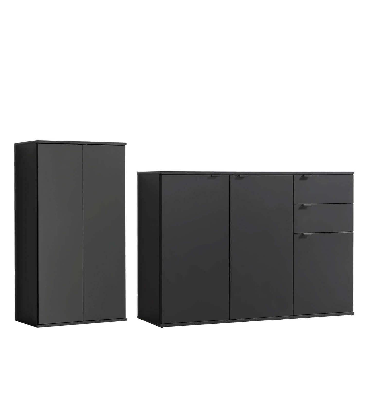 MEHRZWECKSCHRANK SET Der Allzweckwaffe - Anthrazit/Schwarz, Holzwerkstoff (117/110/34cm) - Mokebo
