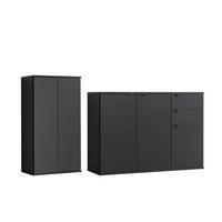 MEHRZWECKSCHRANK SET Der Allzweckwaffe - Anthrazit/Schwarz, Holzwerkstoff (117/110/34cm) - Mokebo