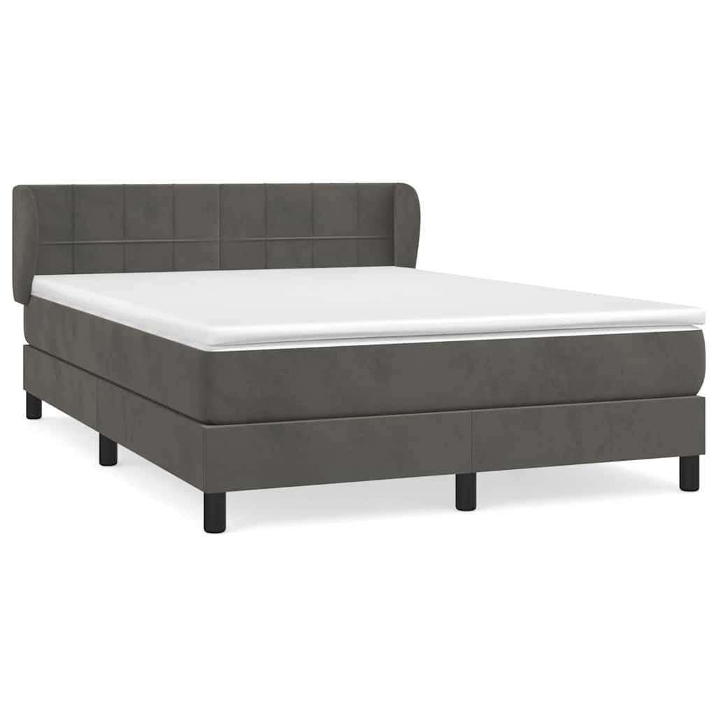 BOXSPRINGBETT 140/200 Cm Grau Samt - Grau, Textil (147/203cm) - vidaXL