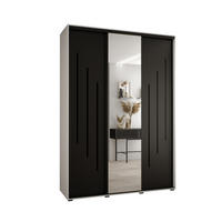 SCHWEBETÜRENSCHRANK 235,2/180/45 3-türig - Schwarz/Weiß, Holz/Metall (180/235/45cm) - Abiks Möbel