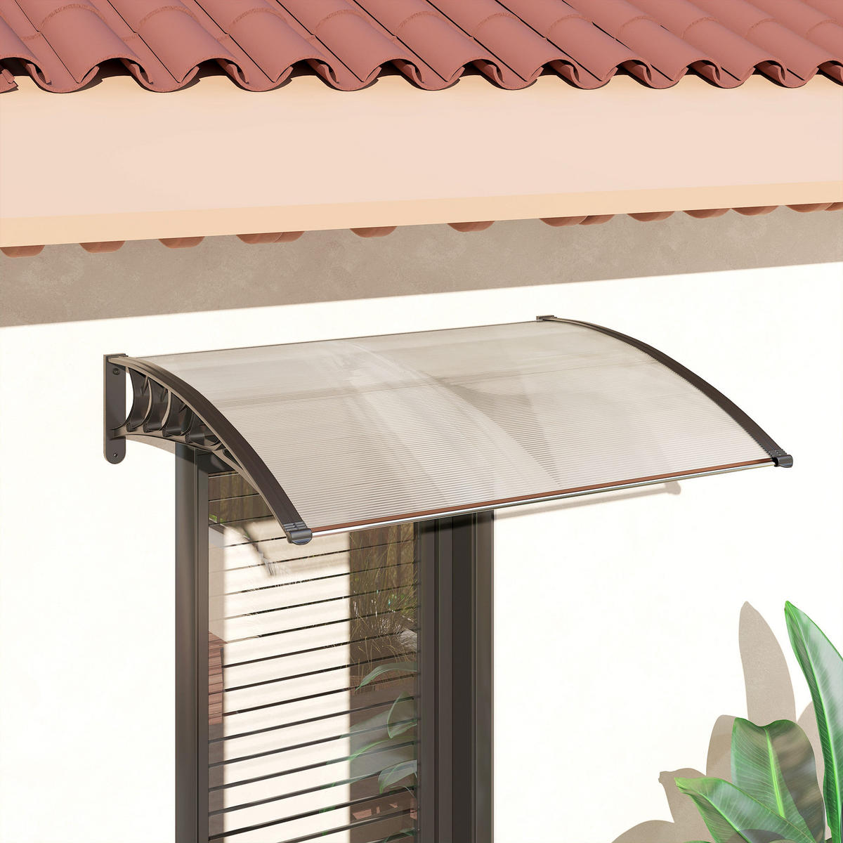 VORDACH DE-14004 Polycarbonat 90/122 cm, UV-Schutz Transparent - Transparent, Kunststoff (89/24/122cm) - ComfortXL