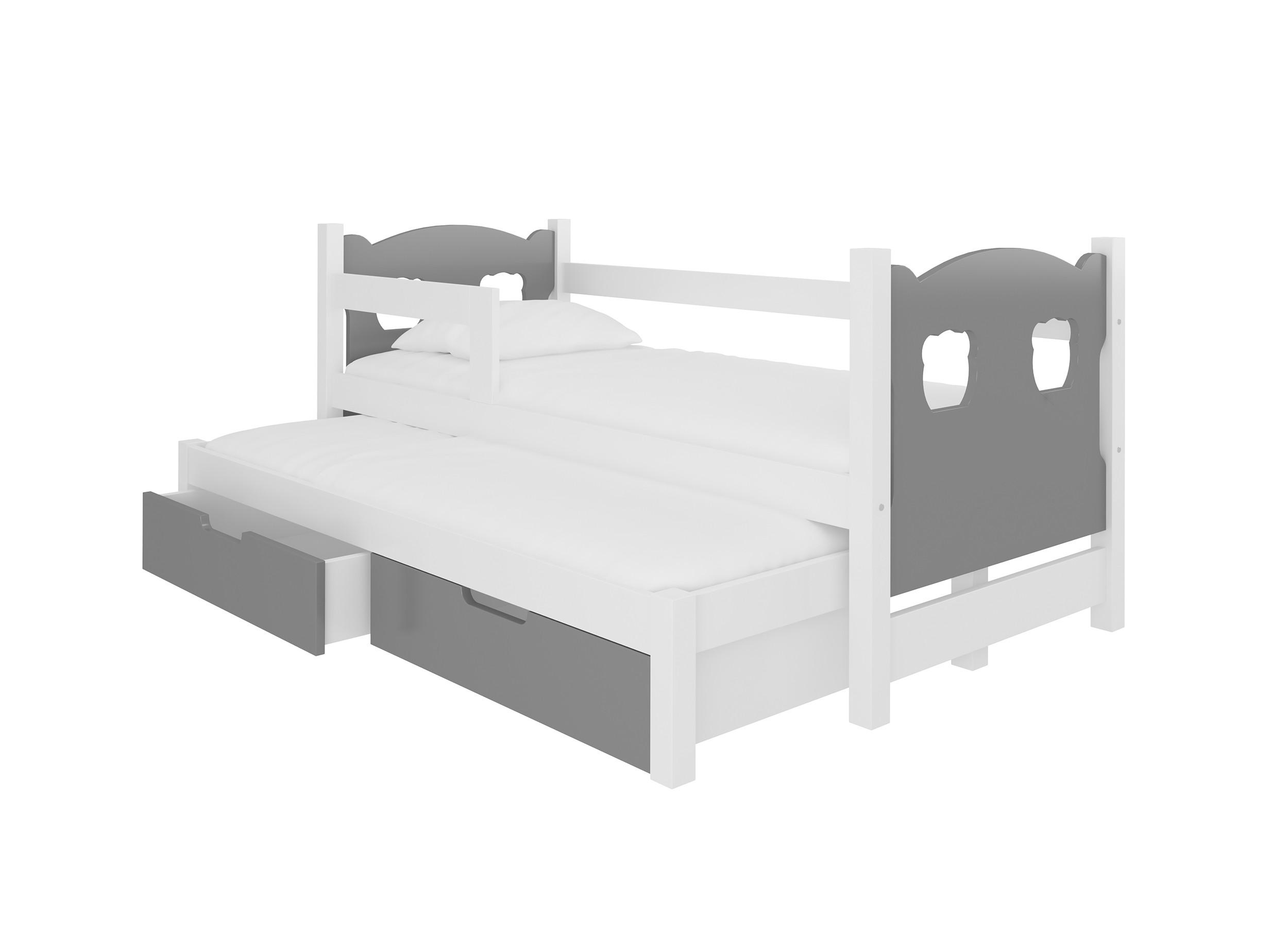 KINDERBETT Campos Farbe Kiefer weiß / grau 188 / 81 / 80cm - Weiß/Grau, Holz/Holzwerkstoff (80/190cm) - Feldmann-Wohnen