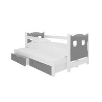 KINDERBETT Campos Farbe Kiefer weiß / grau 188 / 81 / 80cm - Weiß/Grau, Holz/Holzwerkstoff (80/190cm) - Feldmann-Wohnen