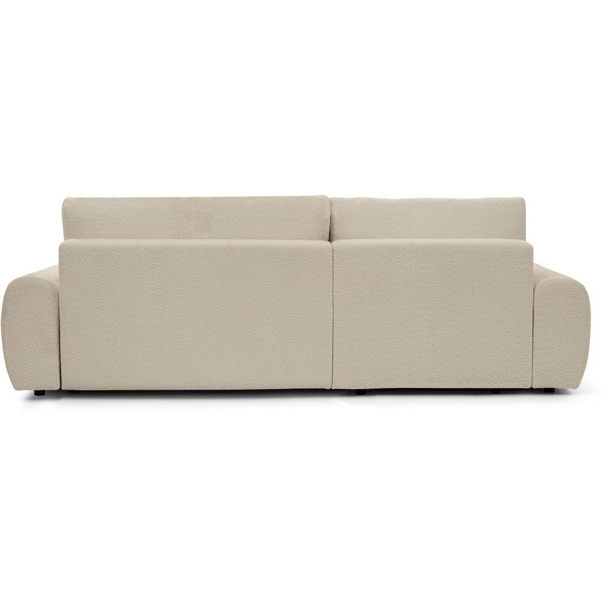 ECKSCHLAFSOFA Oliver im Bouclé-Gewebe, Beige, links - Beige/Schwarz, Textil (266/160cm) - Beautysofa