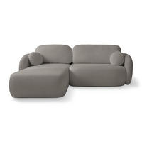 ECKSOFA AMICO L-S Grau Geflochtener Stoff mit Schlaffunktion - Grau, Holz (248/174cm) - MASSENO
