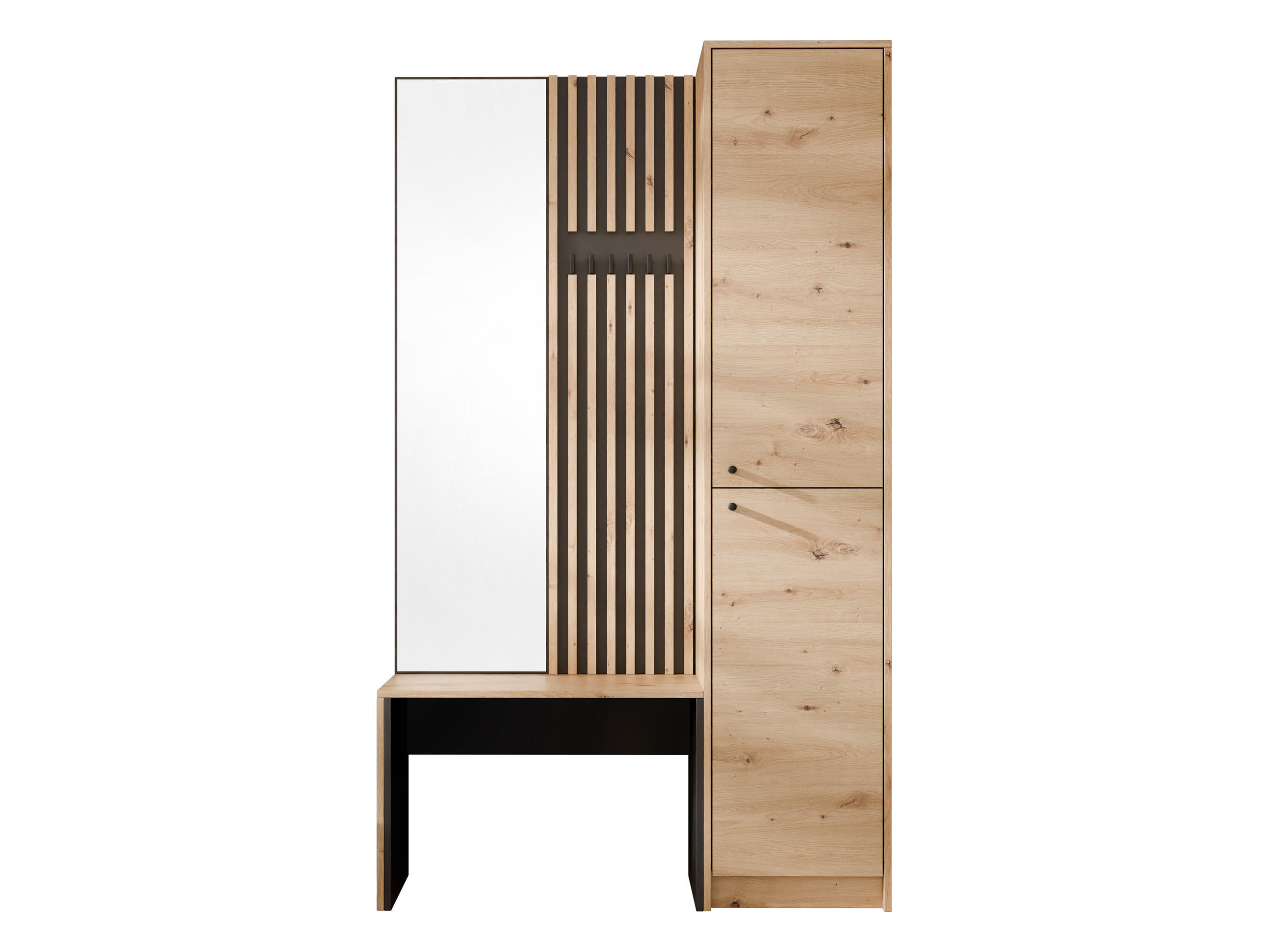 GARDEROBE-SET Ancerta - Schwarz/Eiche Artisan, Holzwerkstoff/Kunststoff (115/190/41cm) - MIRJAN24