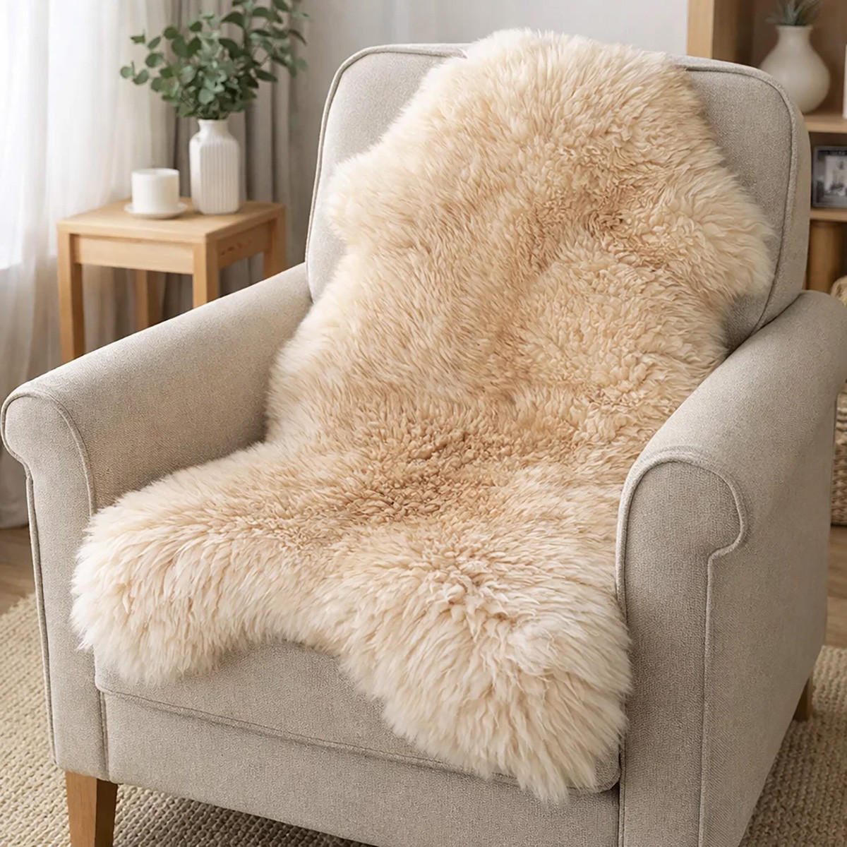 LAMMFELL Öko bunt gefärbt weich Fell Teppich Cappuccino ca. 110 cm - Cappuccino, Fell (60/110cm) - Provellus