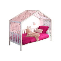 HAUSBETT mit Textilhimmel Kapua 210x170x97 aus Massivholz in Weiß - Weiß/Rosa, Holz (90/200cm) - 58aufmkessel