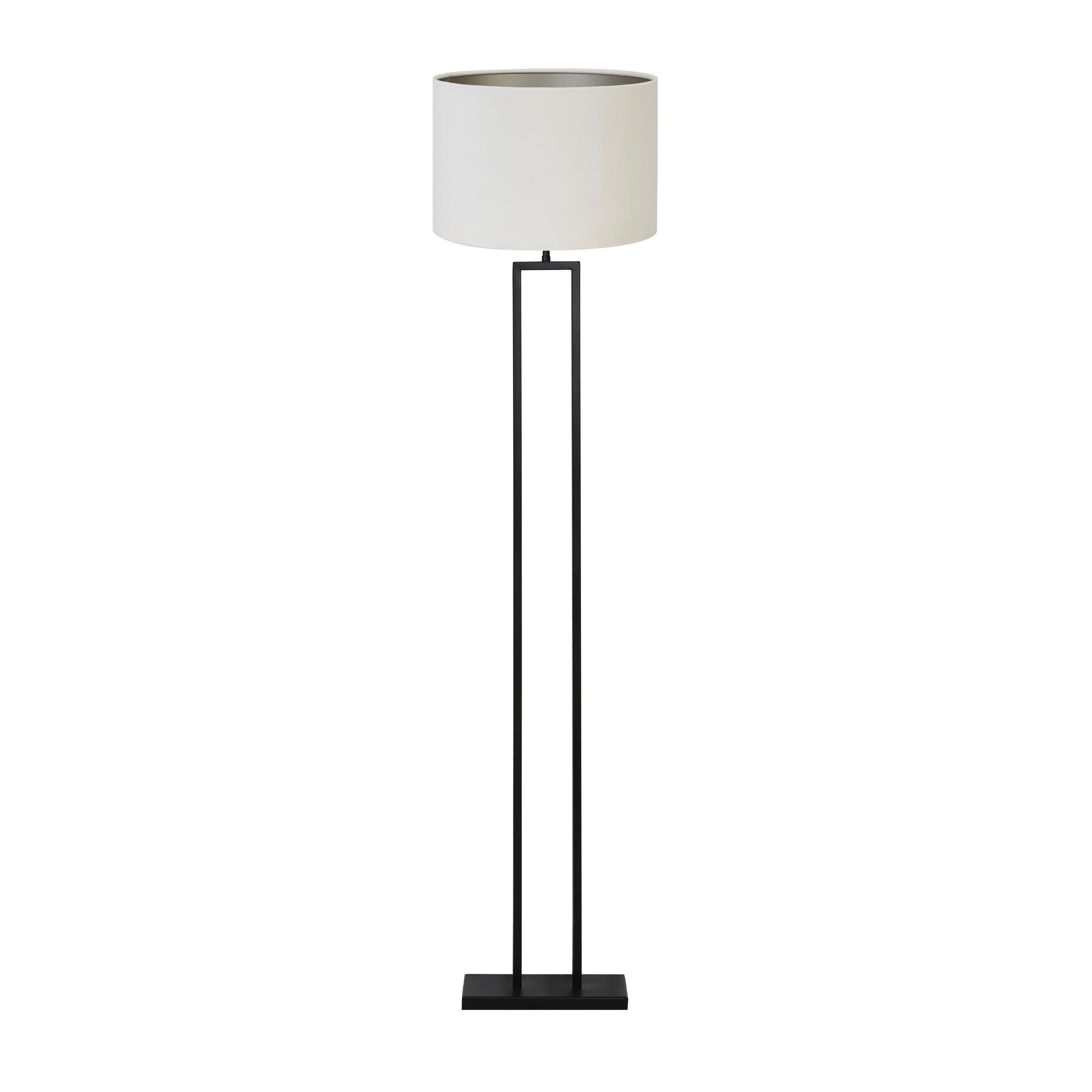 STEHLAMPE Shiva/Velours Schwarz, Weiß 40/40/170 cm - Schwarz/Weiß, Metall (40/40/170cm) - Light & Living