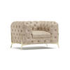 CHESTERFIELD-SESSEL Vertex Beige Samt - Beige/Goldfarben, Holz/Textil (125/75/100cm) - S-Style Möbel