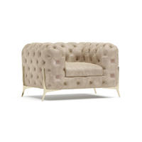 CHESTERFIELD-SESSEL Vertex Beige Samt - Beige/Goldfarben, Holz/Textil (125/75/100cm) - S-Style Möbel