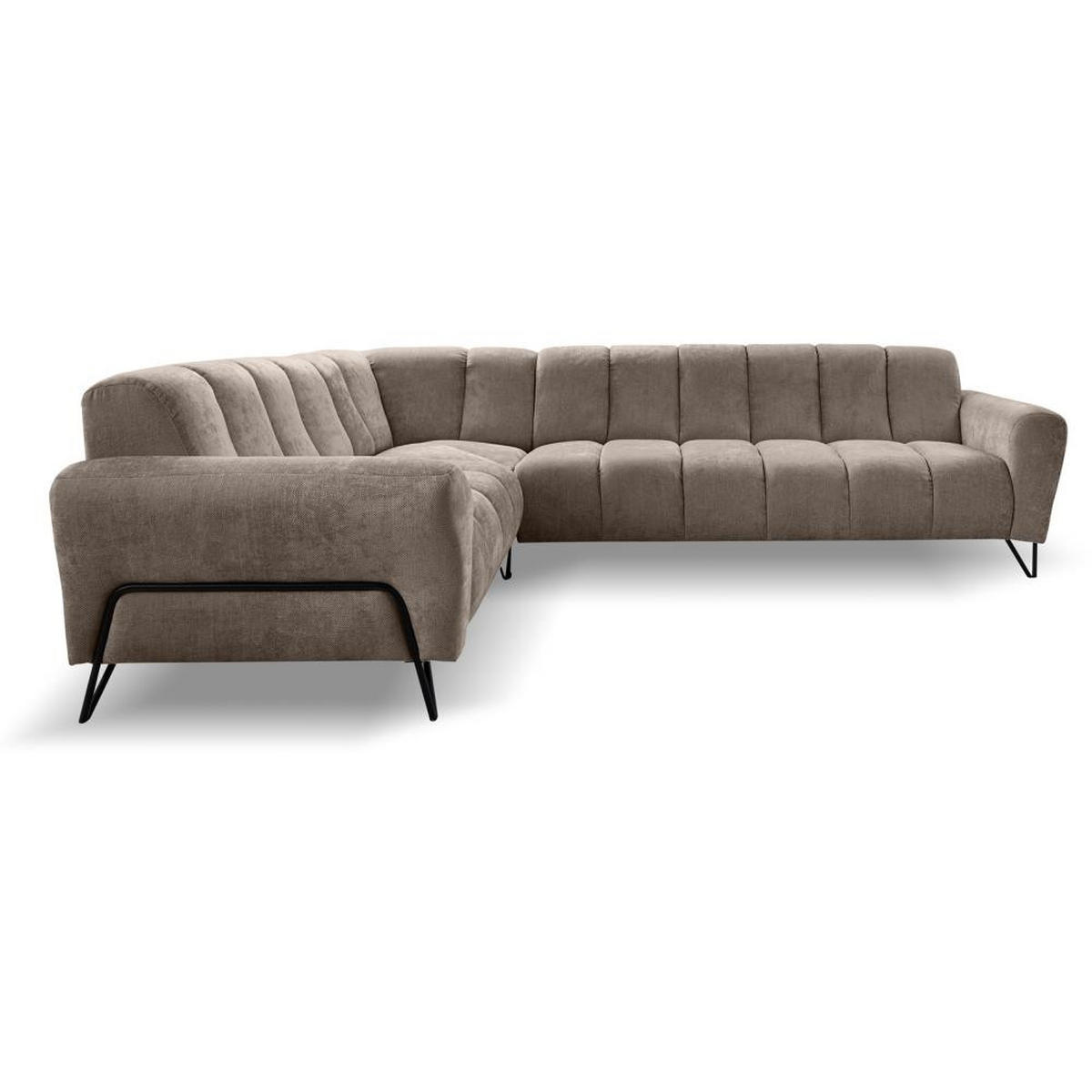 ECKSOFA Volare ohne Schlaffunktion braun rechts - Schwarz/Braun, Textil/Metall (295/235cm) - Beautysofa