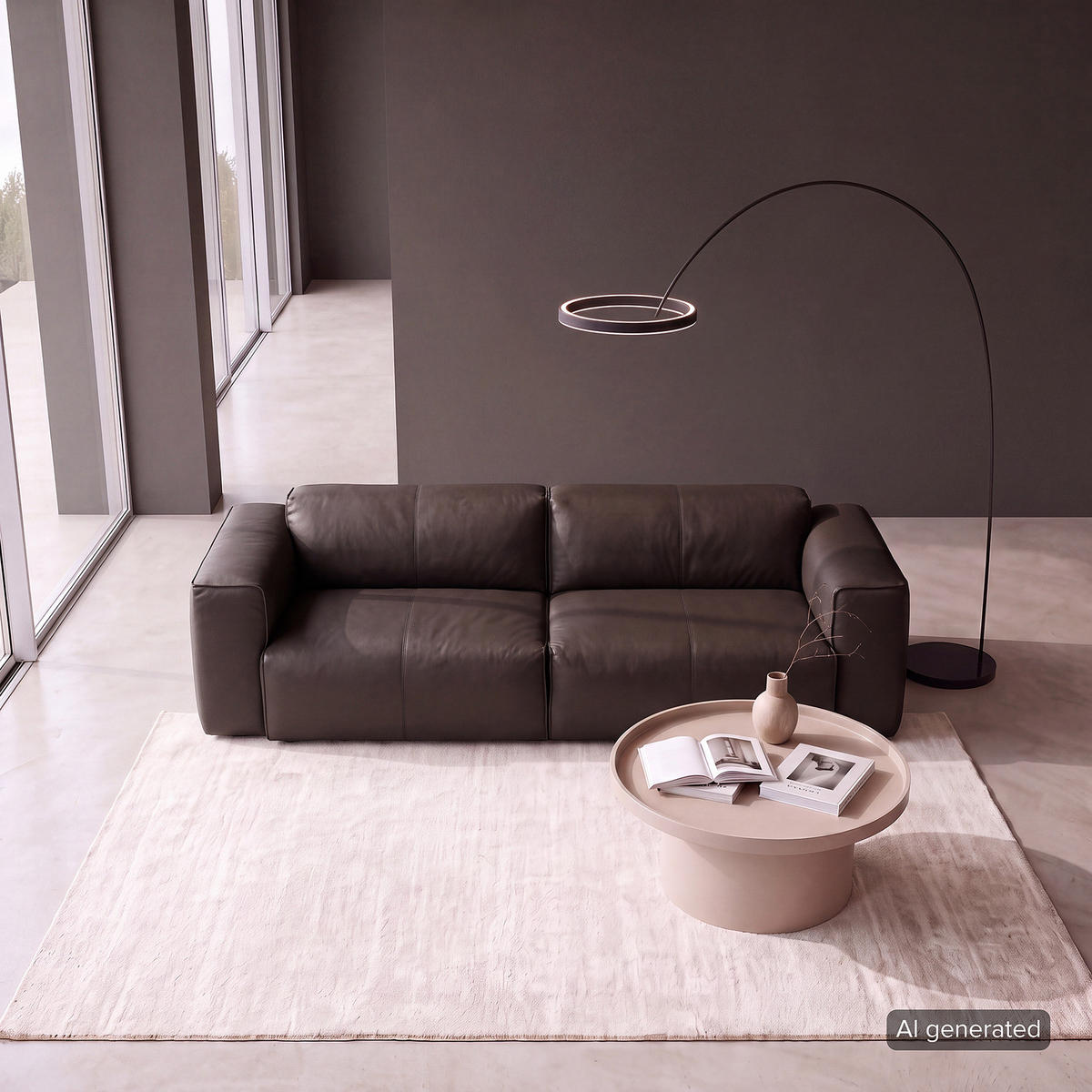3-SITZER SOFA - Dunkelbraun/Schwarz, Leder/Kunststoff (251/71/102cm) - home24