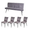ESSZIMMER-SET Grau 5er-Set - Grau, Textil (160/90/64cm) - MCW