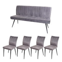 ESSZIMMER-SET Grau 5er-Set - Grau, Textil (160/90/64cm) - MCW