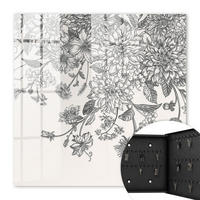 SCHLÜSSELBOX Schwarz 30x30 cm- Türöffnung nach rechts - Florale Eleganz - Schwarz, Metall (30/30/5cm) - TULUP