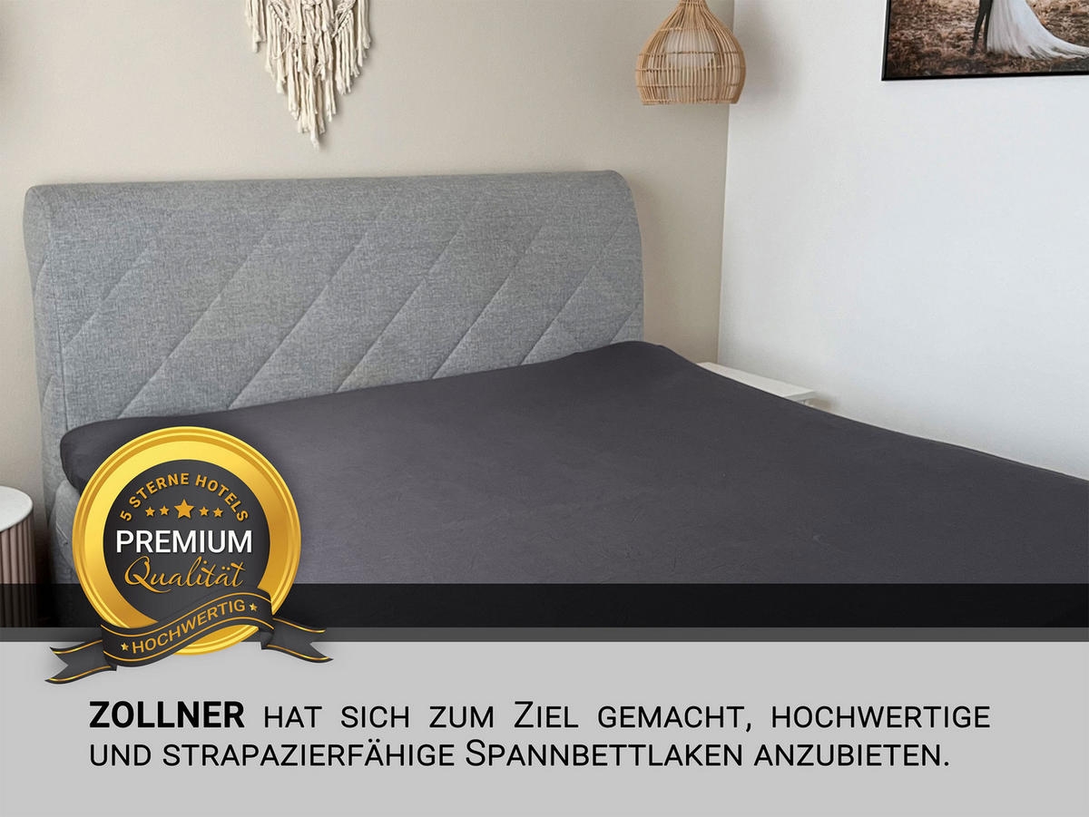 SPANNBETTLAKEN, 180x200 cm, 100% Baumwolle, Grau - Dunkelgrau, Textil (180/200cm) - Zollner