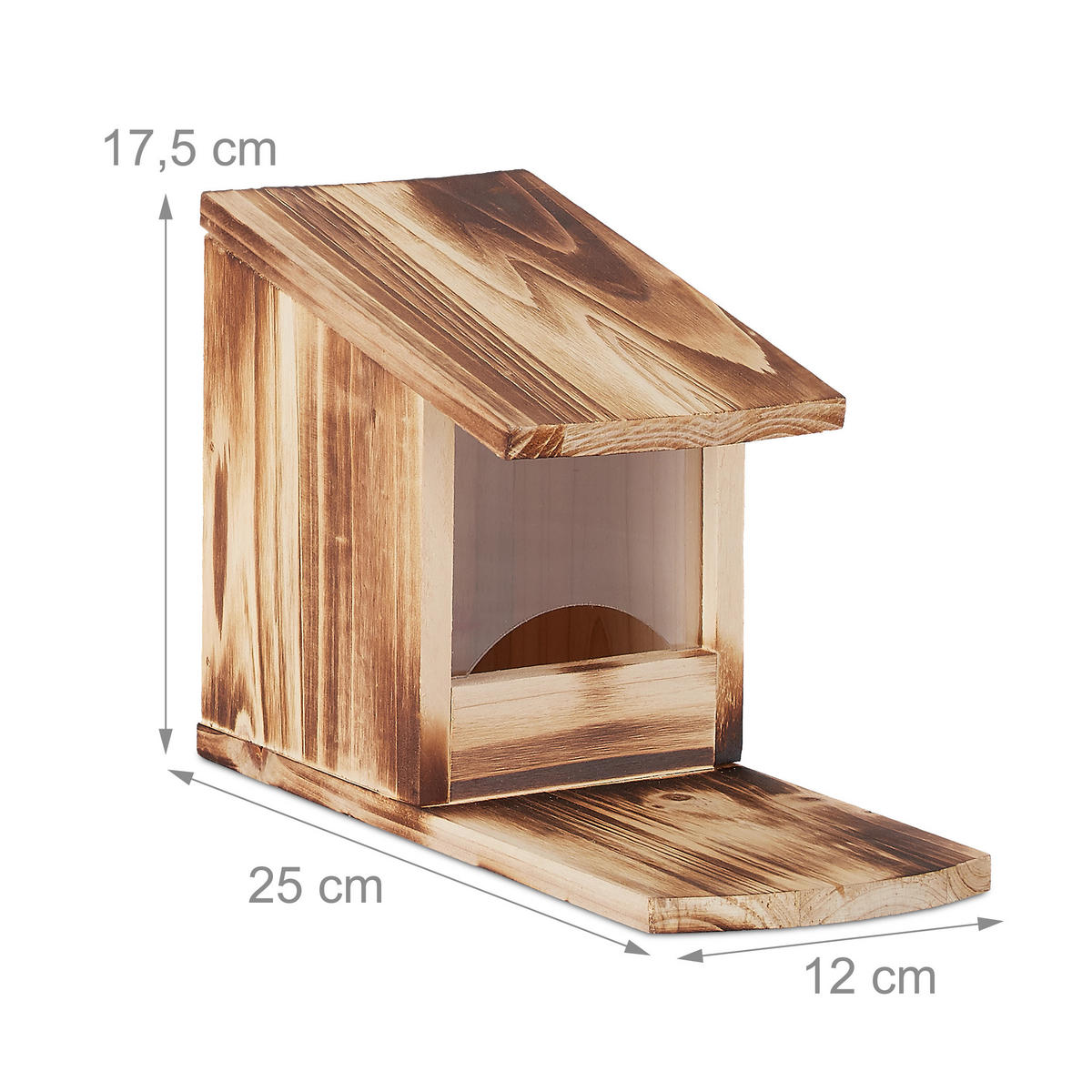 EICHHÖRNCHEN Futterhaus - Braun, Holz/Kunststoff (12/17.5/25cm) - Relaxdays