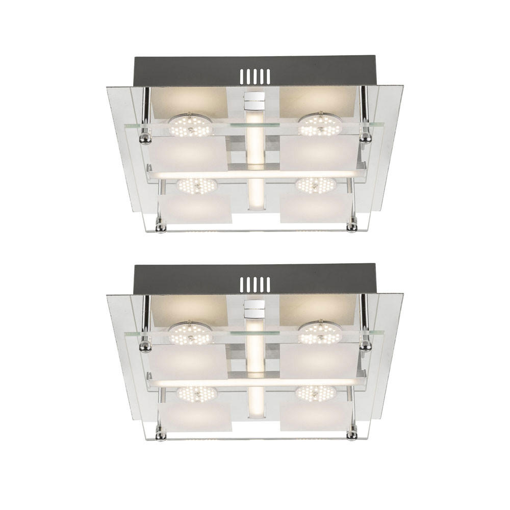 LED DECKENLEUCHTE PATRA Weiß 2er Set - Weiß, Glas (24/24/7cm) - Globo Lighting