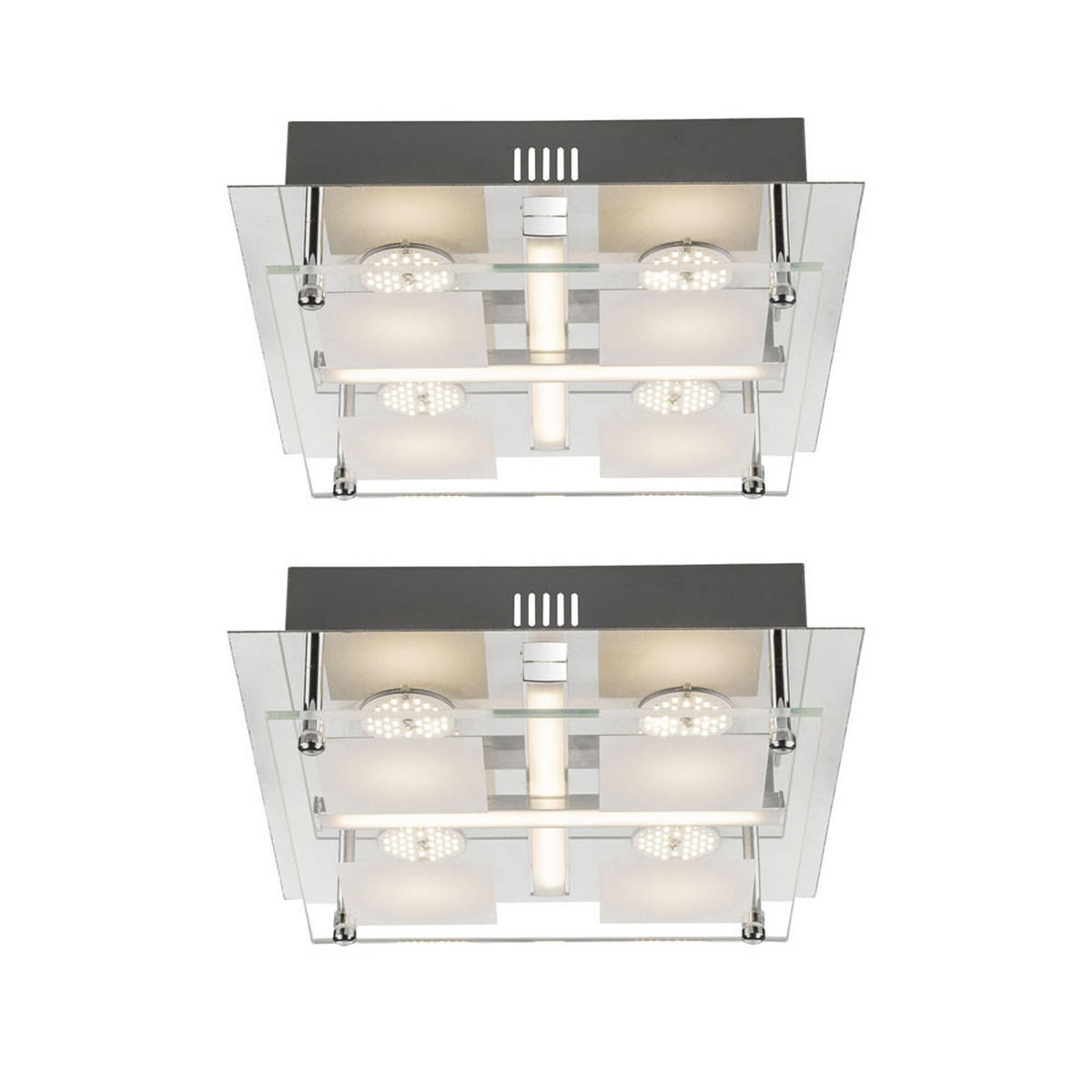 LED DECKENLEUCHTE PATRA Weiß 2er Set - Weiß, Glas (24/24/7cm) - Globo Lighting