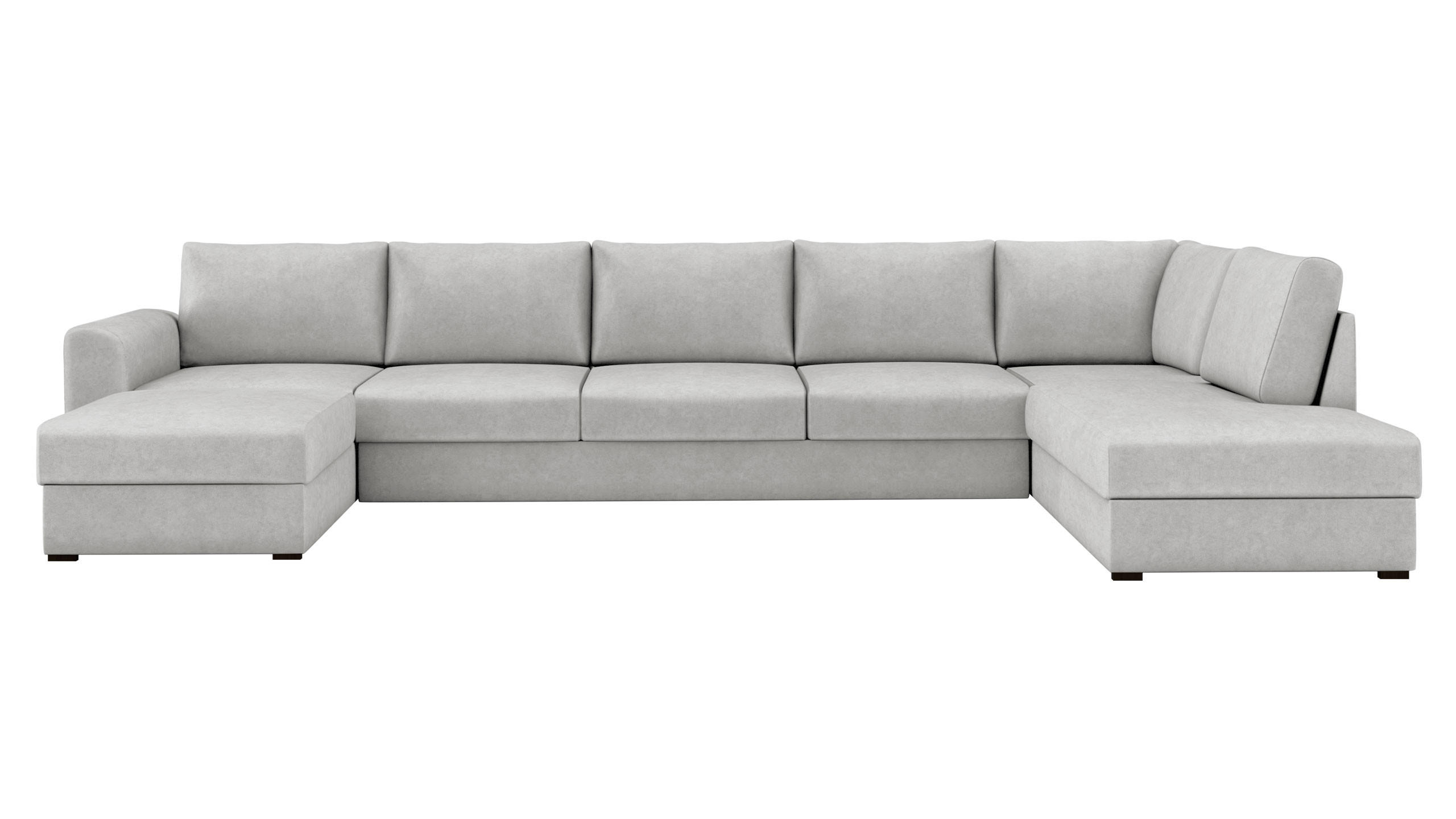 WOHNLANDSCHAFT Wilma Large Premium, Seite: Rechts - Hellgrau/Schwarz, Holz/Textil (370/85/186cm) - MIRJAN24