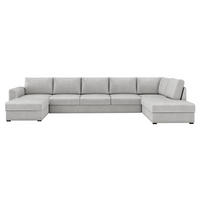 WOHNLANDSCHAFT Wilma Large Premium, Seite: Rechts - Hellgrau/Schwarz, Holz/Textil (370/85/186cm) - MIRJAN24