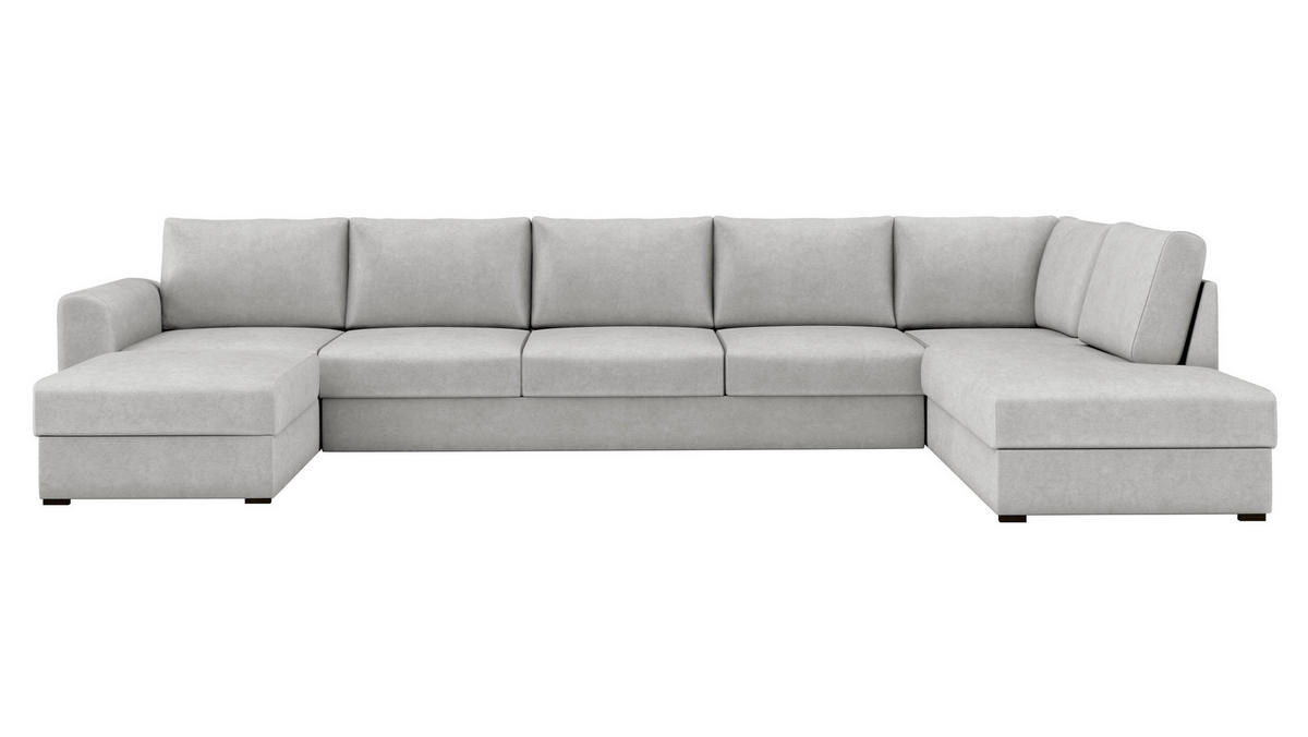 WOHNLANDSCHAFT Wilma Large Premium, Seite: Rechts - Hellgrau/Schwarz, Holz/Textil (370/85/186cm) - MIRJAN24