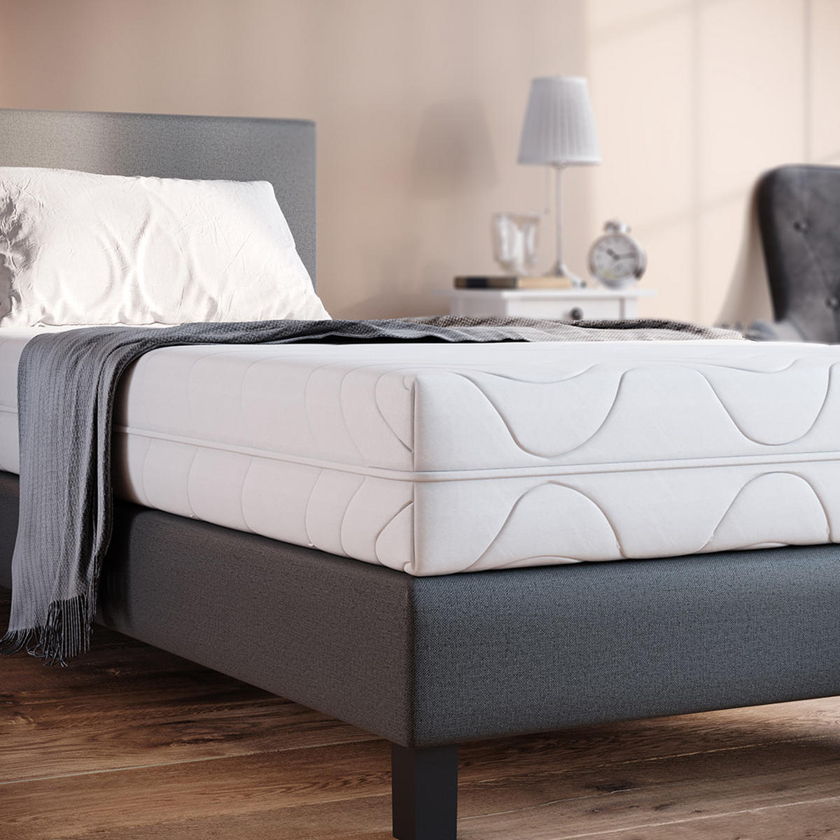 KALTSCHAUMMATRATZE Weiß 80 x 200 cm 20cm Höhe - Weiß, Textil - VitaliSpa