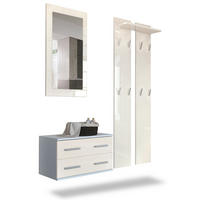 GARDEROBE Kioto Front in Creme Hochglanz - Creme, Holzwerkstoff (170/200/35cm) - Vladon