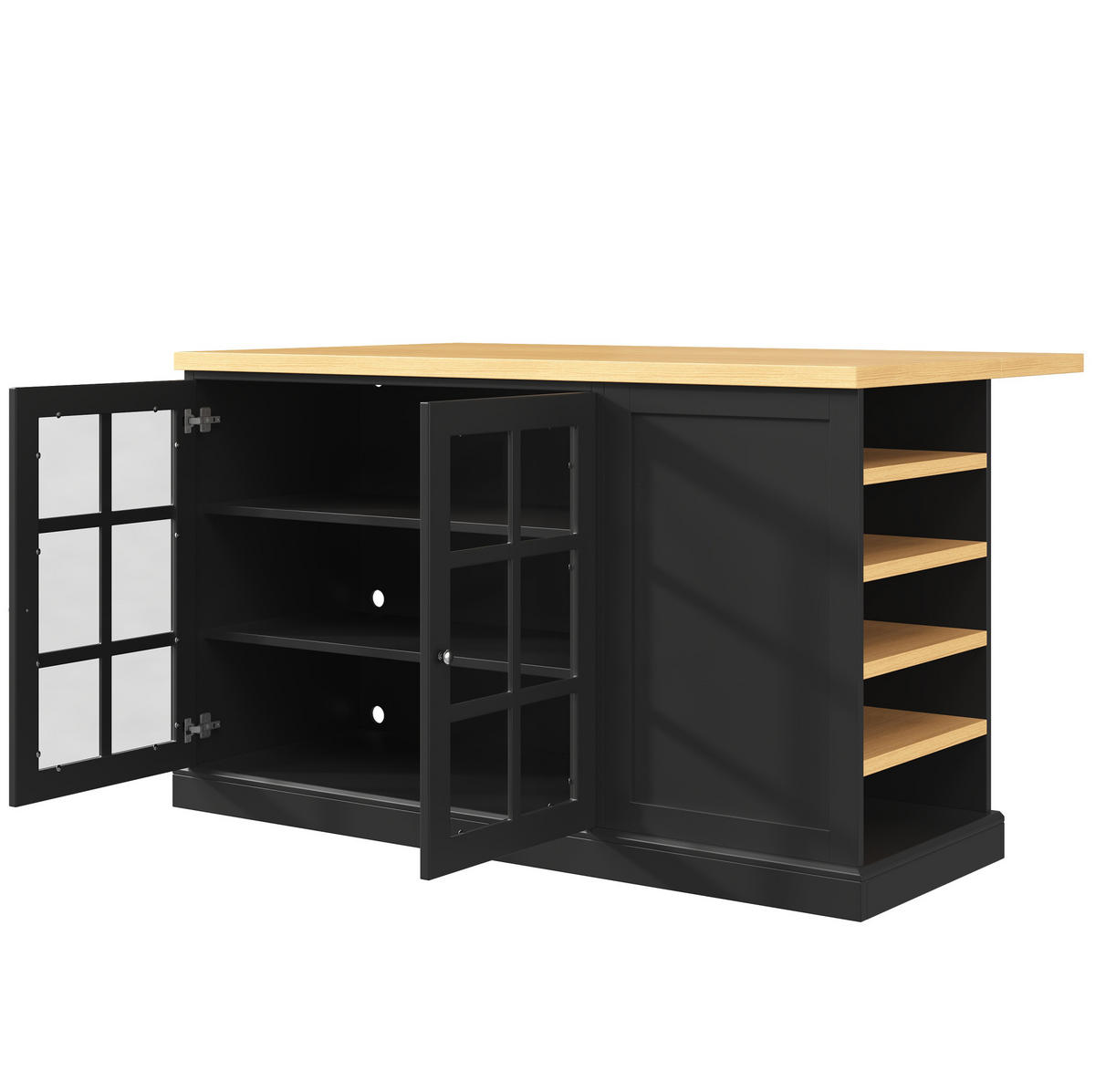 KÜCHENINSEL klappbar mit LED 120 x 40-70 x 90 cm Schwarz - Schwarz, Holz (70/90/120cm) - Beauniv