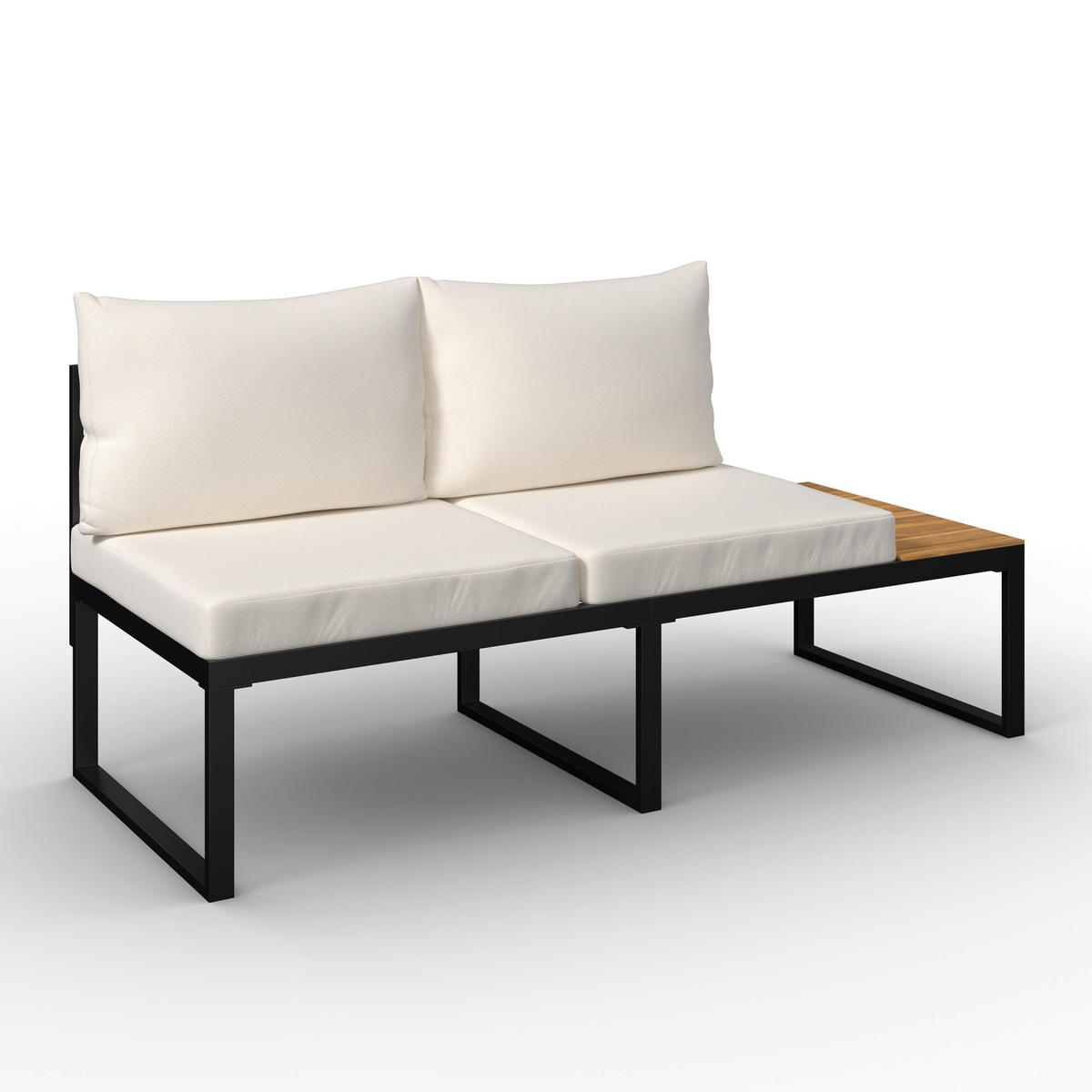 LOUNGEGARNITUR Adriano Creme Akazie/Metall/Outdoorstoff - Creme, Holz