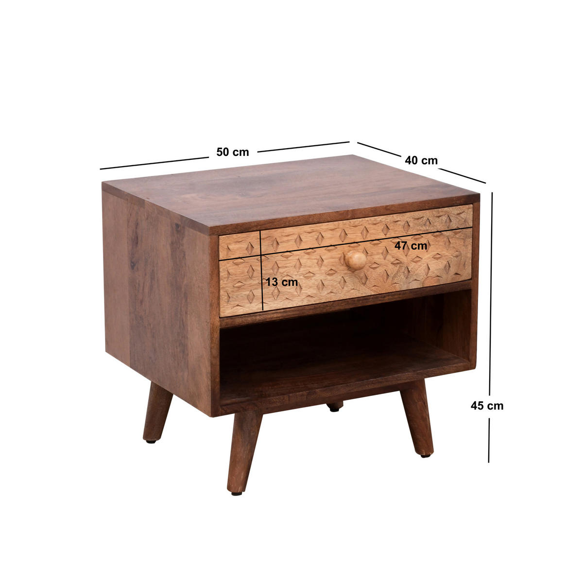 NACHTTISCH Rechteckig Braun 50 x 40 x 45 cm - Braun, Holz (50/45/40cm) - Nordlys