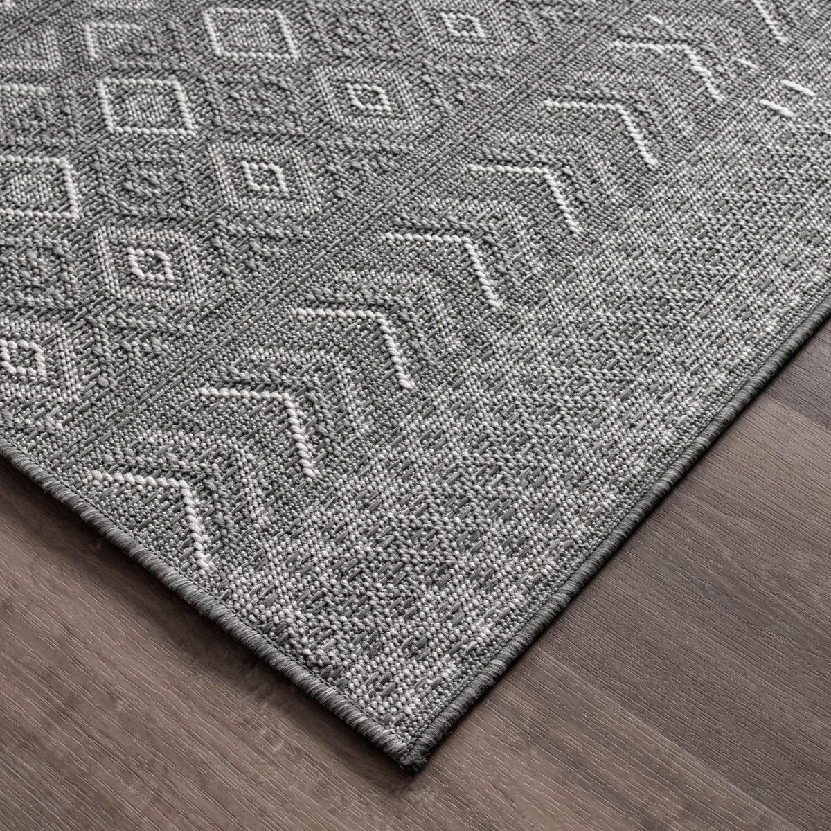 OUTDOORTEPPICH Grau-Dunkelgrau 80 x 250 cm - Dunkelgrau, Kunststoff (80/250cm) - TT Home