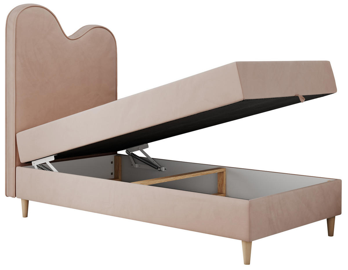 BOXBETT FLOW 90/180 Rosa Velvet - H3 - Rosa, Holz/Textil (90/180cm) - MKS