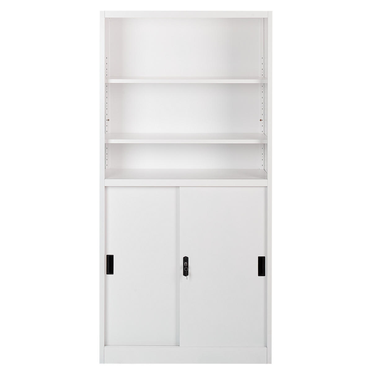 BÜROSCHRANK Metall Weiß Muscovite - Schwarz/Weiß, Metall (90/185/40cm) - Beliani