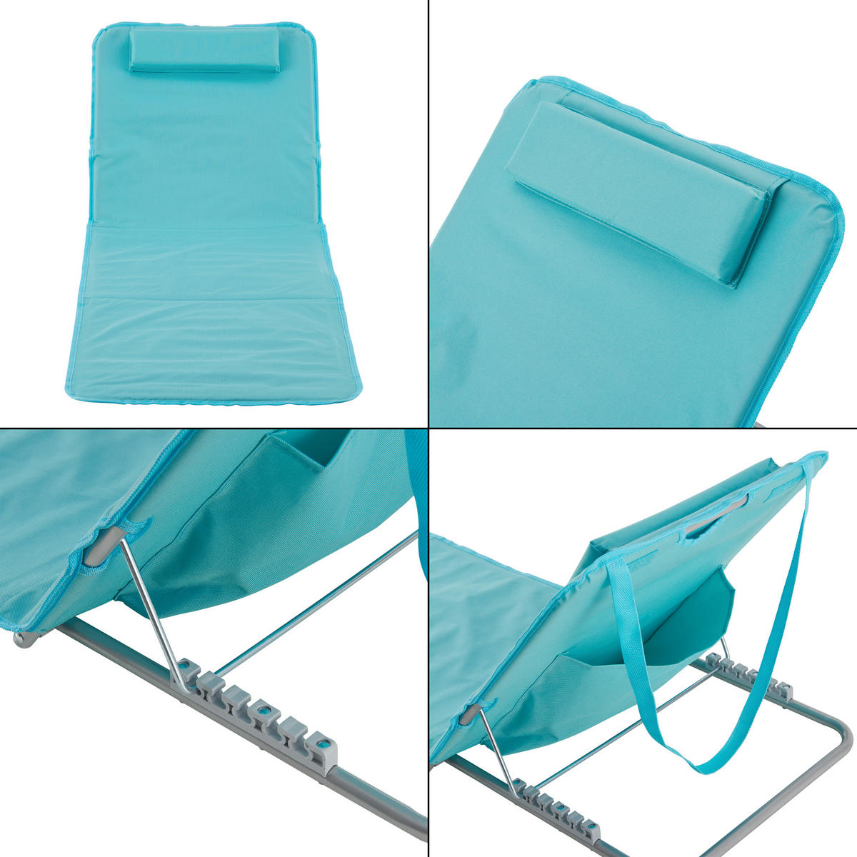 STRANDMATTEN-SET 2 TLG. Cellorigo - Türkis, Textil/Metall (160/42/49cm) - [en.casa]