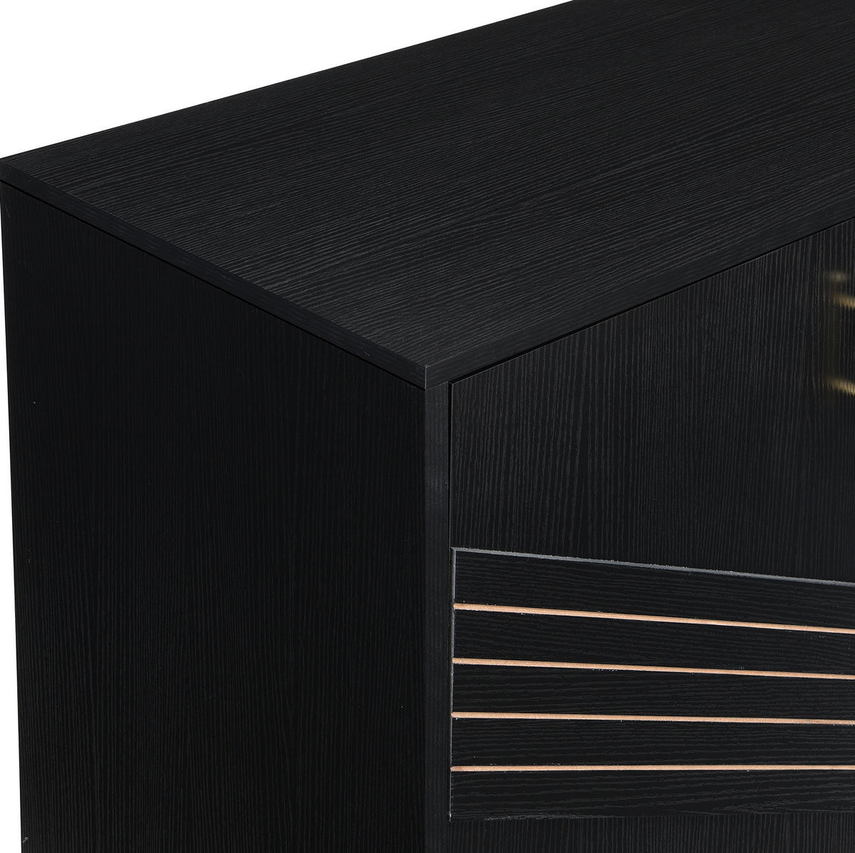 SIDEBOARD 160/40/80,5 cm mit 4 Türen in Schwarz mit goldfarbenen Metallakzenten - Schwarz, Holzwerkstoff (160/80.5/40cm) - BEAOK
