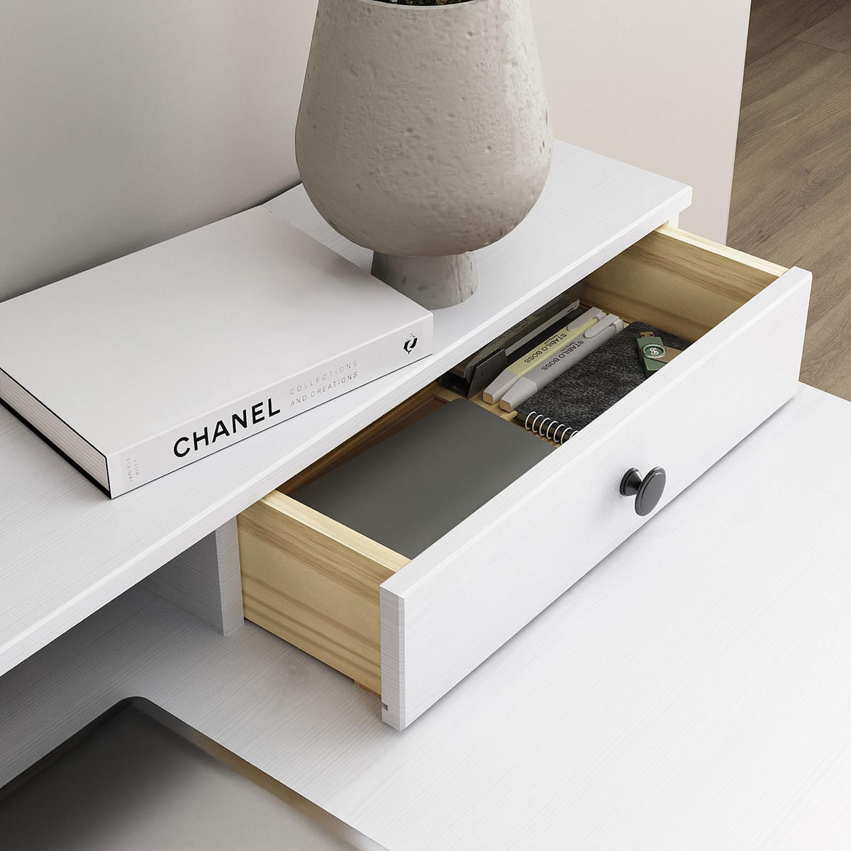 SCHREIBTISCH MALINA weiß - Weiß, Holz (54/100/86cm) - IDIMEX