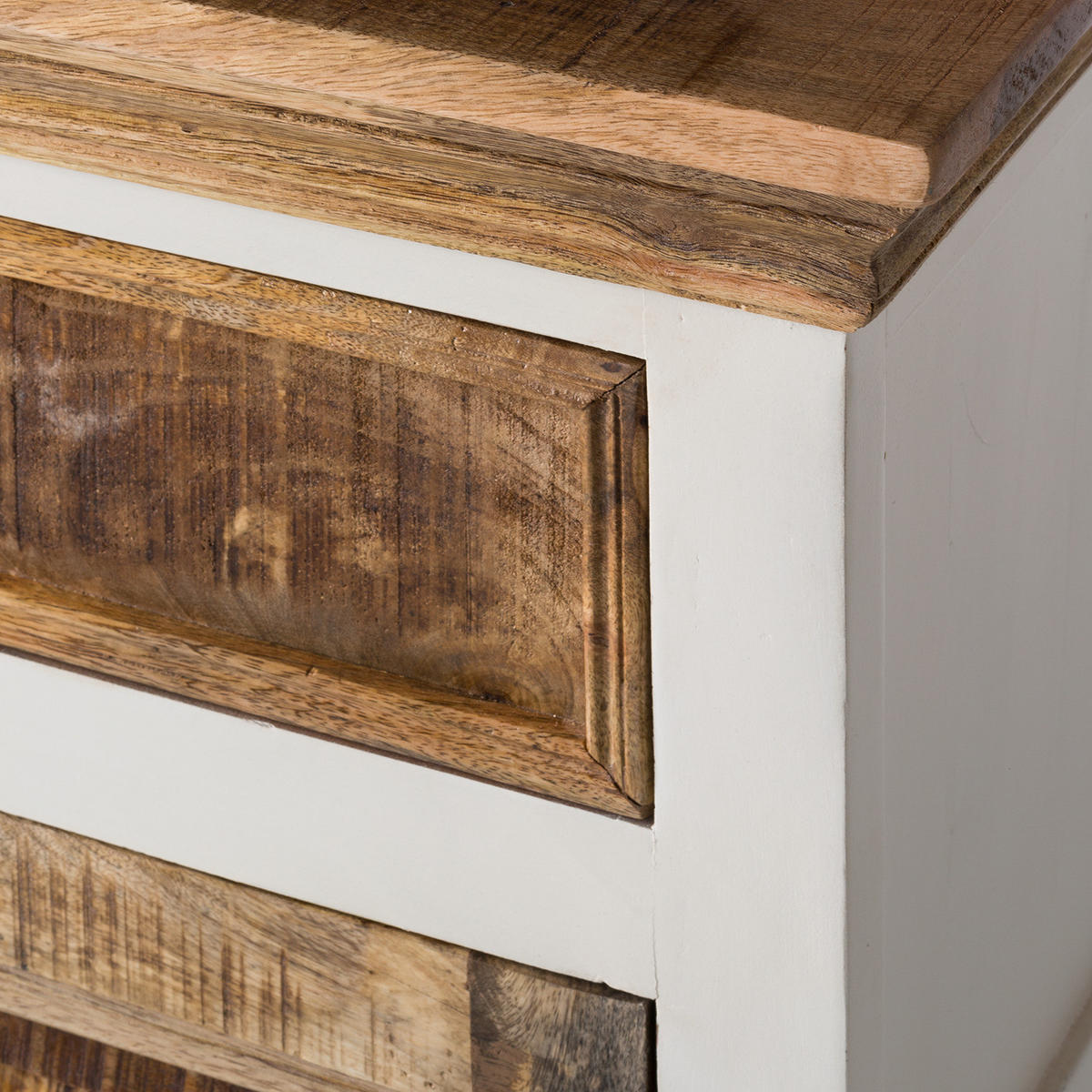 SCHUHKOMMODE - Mango massiv - Braun/Weiß, Holz (80/90/45cm) - home24