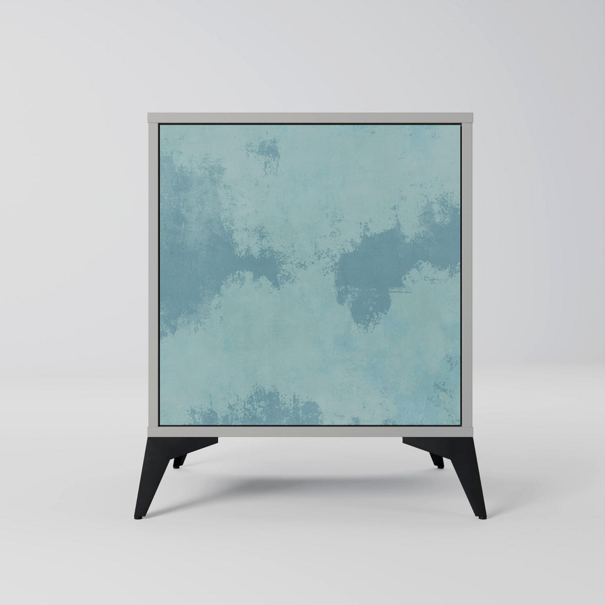SIDEBOARD SKY WASH, Grau, 57,5x42x70,5 cm, Schwarze Metall-Sternfüße - Multicolor/Schwarz, Holzwerkstoff/Metall (57.5/70.5/42cm) - SpaceRebels