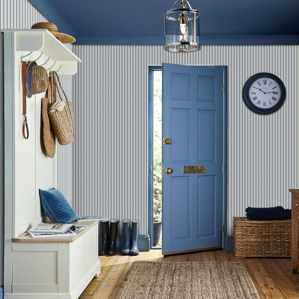 VLIESTAPETE Farnworth Stripe Smoke Blue - Blau, Papier/Kunststoff (52/1000cm) - Graham & Brown
