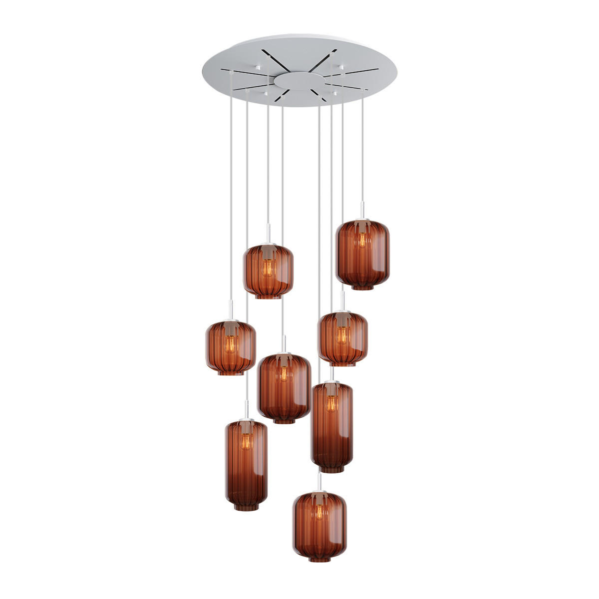 GALERIELEUCHTE Velo 8-flammig Braun Ø 18/20/25cm - Braun/Weiß, Glas (25/25/27cm) - s.luce