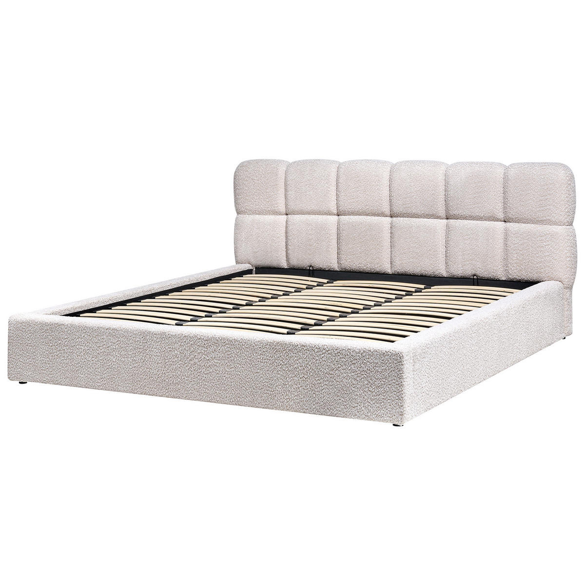 BETT mit Stauraum 180/200 cm Bouclé Hellbeige Baston - Beige, Textil (180/200cm) - Beliani