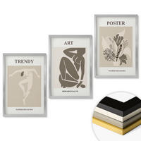 WANDBILDER 3er Set - 40x60 cm Silberner Rahmen - Matisses Pflanzenfiguren - Silberfarben, Kunststoff (40/60cm) - ArtPrintCave